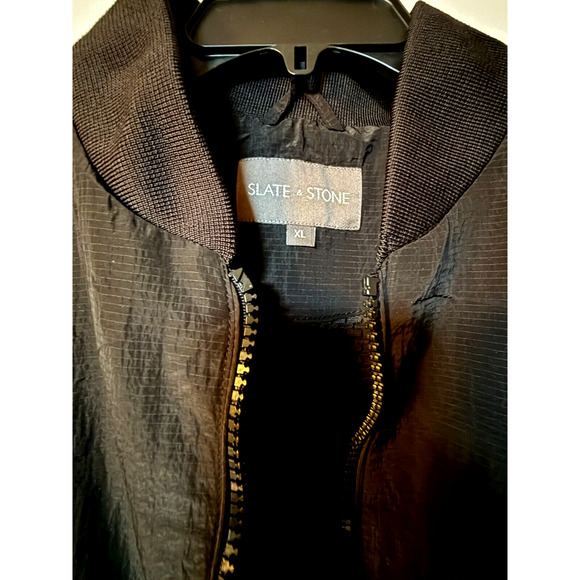 Slate and Stone Nylon Ripstop Bomber Jacket Black size XL Full Zip Brand New - Picture 3 of 7